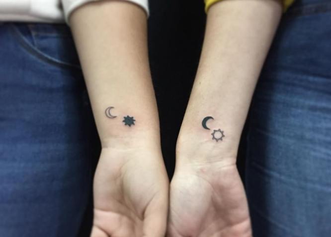 tatuaje sol luna hermanas