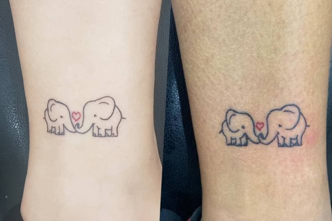 tatuajes madre e hija elefantes