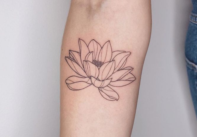 tatuajes flor de loto brazo chica