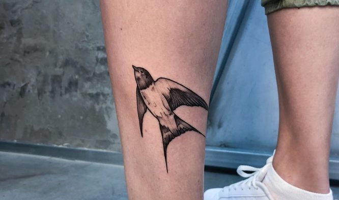 tatuajes golondrinas hombre pierna
