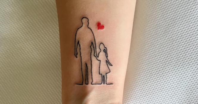 tatuajes padre e hija muñeca silueta