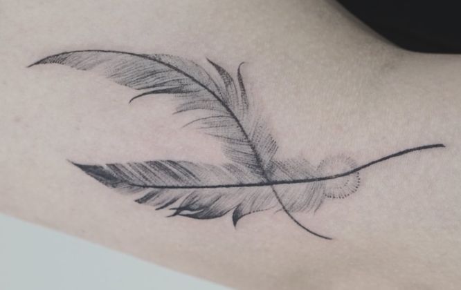 tatuajes plumas pequeños brazo
